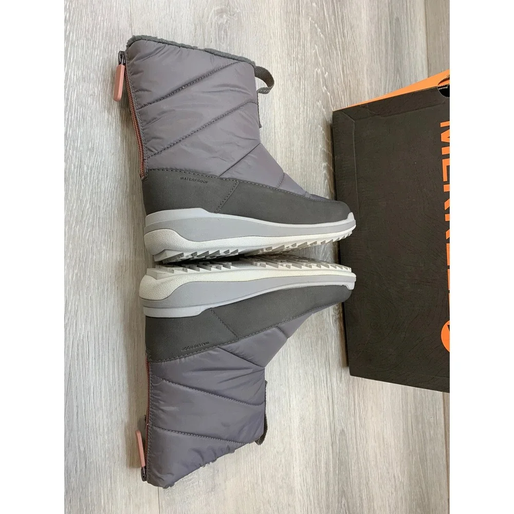 Merrell Juno Bluff Polar‎ Women's Waterproof Boots Grey 6.5 Quilted Insulated